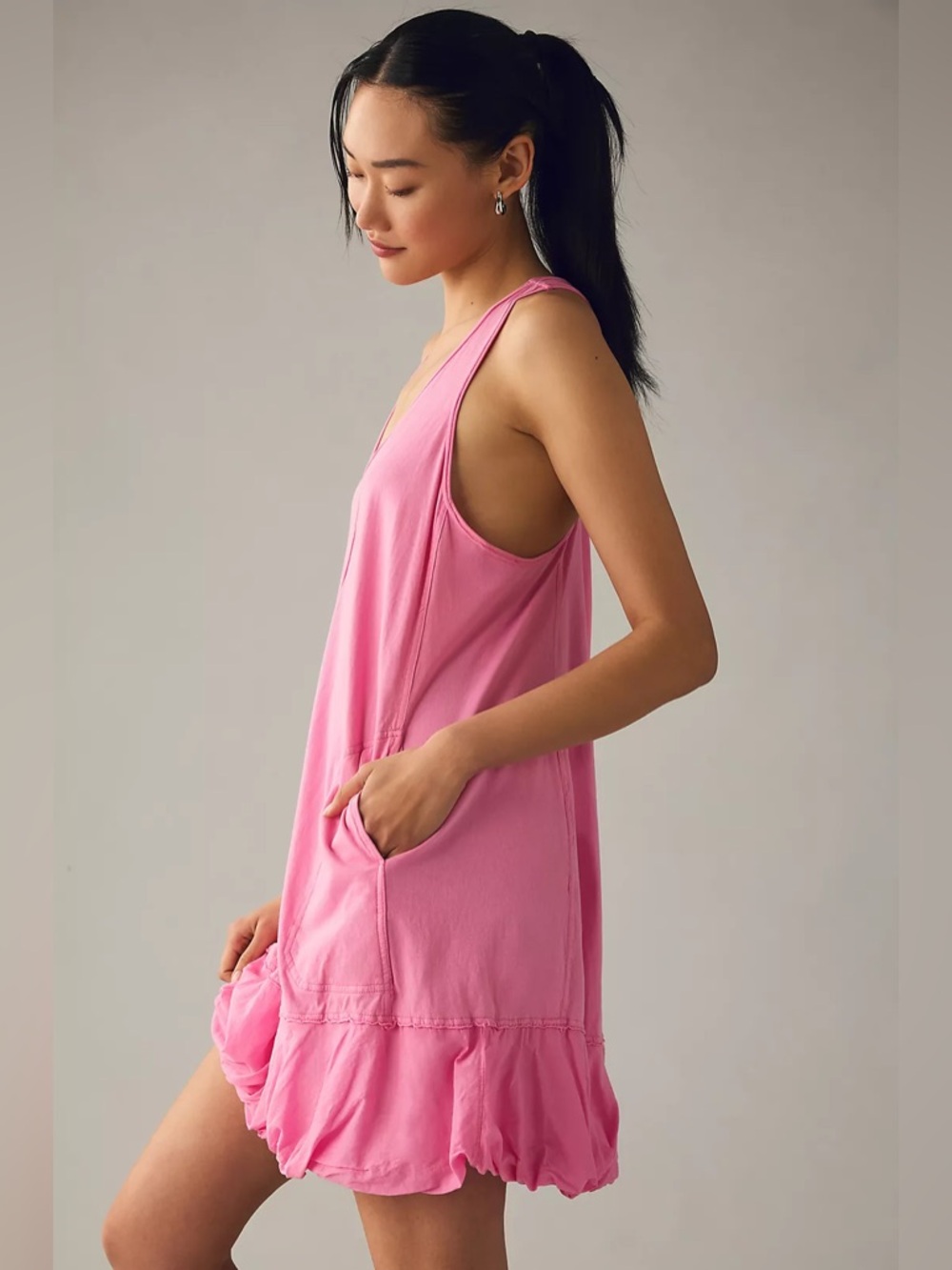 Daily Practice Anthropologie Bubble- Hem Dress Pink - Picture 3 of 7